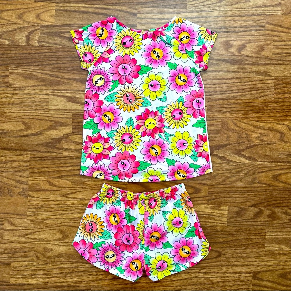 The Children’s PJ Place Girls Summer Pajamas Set Girls Medium 7-8 Shorts Flowers - Picture 7 of 7